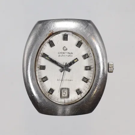 Herrur Certina Blue Ribbon 36x40mm boett nr. 5801.176 / 7196648 Automat, datum, glas med repor, ca 1970-tal, smärre slitage 