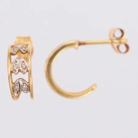 Örhängen med diamanter 12xca0,005ct åttkantslipade ca Ø10mm, bredd 4,5mm, 18K Vikt: 1,7 g