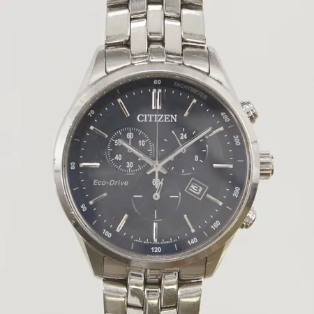 Herrur Citizen Eco-Drive 41mm stål quartz, går ej, batteribyte krävs, serienr:891030164, repor.