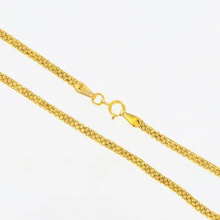 Kedja smal X-länk 50cm, bredd ca 2mm, krafitga skevheter, 21K Vikt: 4,3 g