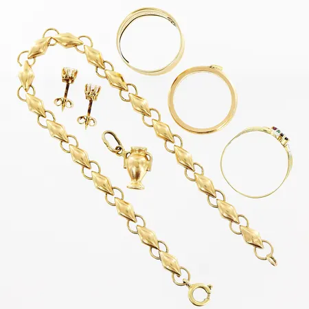 Diverse guld stenar defekter 18K.  Vikt: 16,4 g