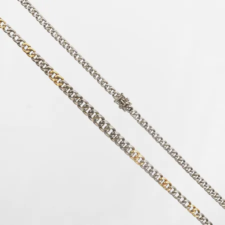Kedja Pansar gul/vitguld doserad längd 44cm, bredd: 4-6mm, Kurt Ribbhagen AB, Stockholm, kistlås, 18K.  Vikt: 30,3 g