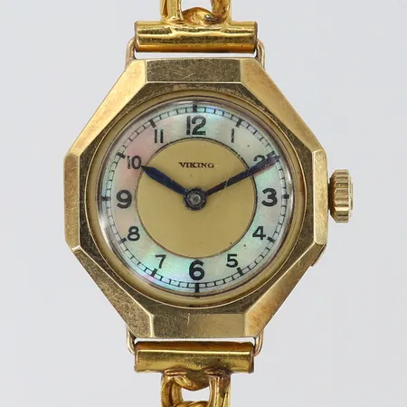 Damur Viking 14K manuell Ø21,5mm metallarmband längd 17,5-18,5cm gravyr 14K. 