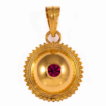 Hänge med röd sten, bredd 23mm, 21K 5,0g. 