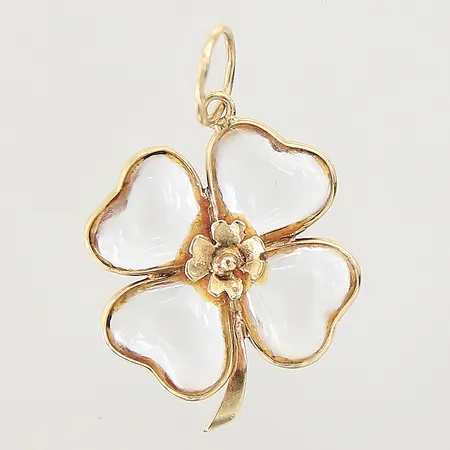 Hänge blomma med vita stenar, Ø18mm, stenar med repor, 18K  Vikt: 2 g