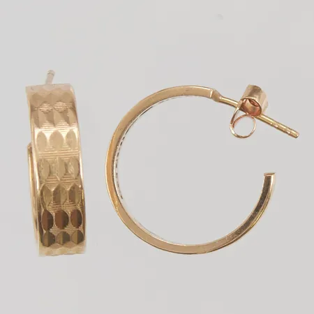 Örhängen 17mm, omgjorda ringar, gravyr 18K 7,7g.