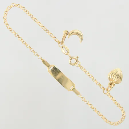 Armband Ärtlänk med två berlocker, längd 18,5cm, bredd 2-4,9mm, 18K  Vikt: 3,3 g