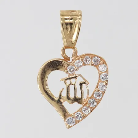 Hänge hjärta vita stenar ca 27x17mm inkl ögla 14K Vikt: 2 g