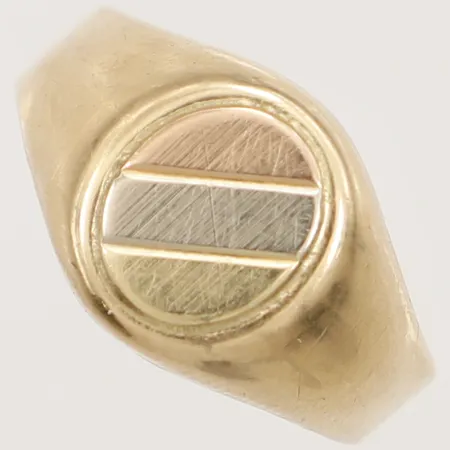 Klackring tretonad stl:18½, bredd 12mm, Italien, något ojämn skena, 18K Vikt: 3,8 g