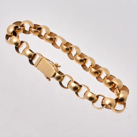Armband Ärtlänk 21cm, bredd 9,3mm, integrerat kistlås, 18K guld, 22,52g.