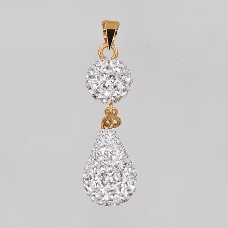 Hänge med vita stenar Guldfynd längd 30mm 18K Vikt: 1,2 g