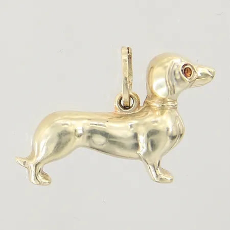 Hänge tax, längd 25mm, bredd 5,4-6,5mm, mindre buckla, 14K  Vikt: 2,4 g