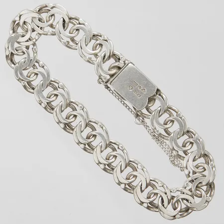 Armband Bismarck längd: 18,5cm, bredd: 10,7mm, säkerhetskedja, svenska stämplar, silver 830/1000 Vikt: 22,7 g