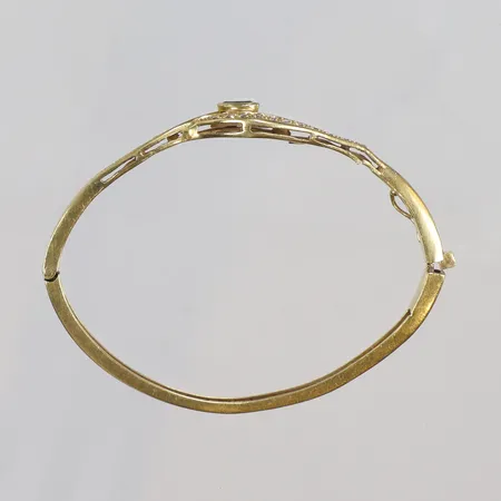 Armband med blå samt vita stenar Ø62mm bredd 3-10mm, defekt i låset 18K Vikt: 15,2 g