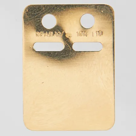 Hänge ID-bricka 22,9x16,6mm ograverad, mindre repor, liten buckla från stämpel, 18K  Vikt: 1,2 g