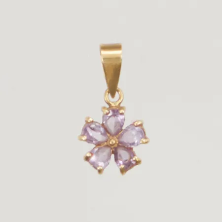 Hänge 10mm lila stenar 18K 1,2g.