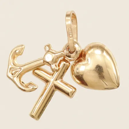 Hänge tro hopp och kärlek, längd ca 20mm bredd 8mm, 18K  Vikt: 1 g