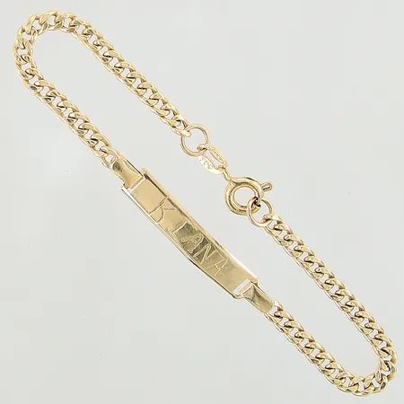 Armband Pansar med platta längd 15cm bredd 2-4mm, gravyr, 18K  Vikt: 2,2 g