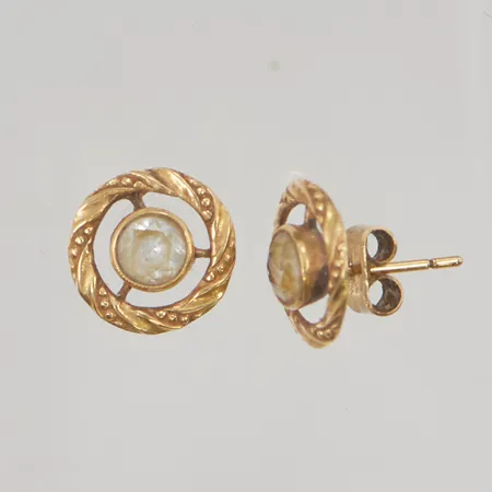 Örhängen 10mm vita stenar, 18K 1,8g.