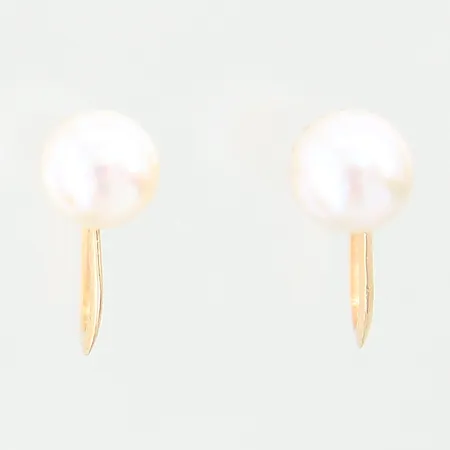 Örhängen med odlade pärlor, Ø6,4mm, skruvlås, 18K  Vikt: 2 g