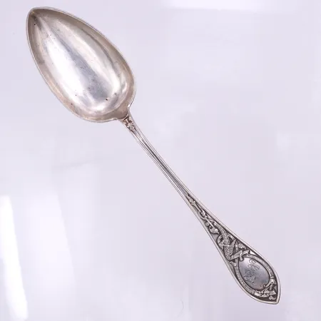 Matsked med gravyr,Norge,längd ca 21 cm,830/1000. Vikt: 50,6 g