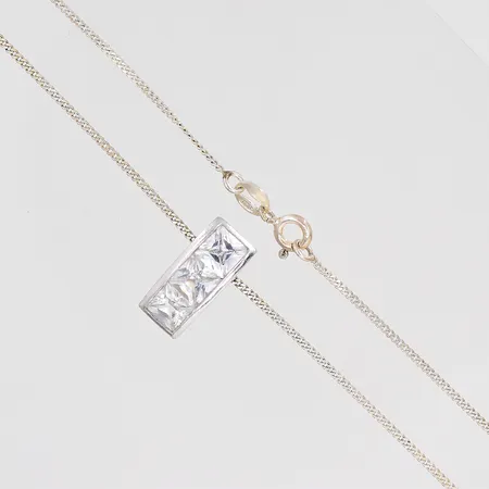 Kedja Pansar 46cm hänge vita stenar silver 925/1000 Vikt: 4,3 g