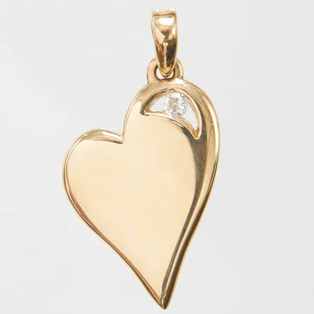 Hänge hjärta med diamant 1 x ca.0,20ct, 47,8x24,5mm, personlig inskription, svenska stämplar, 18K Vikt: 19,7 g
