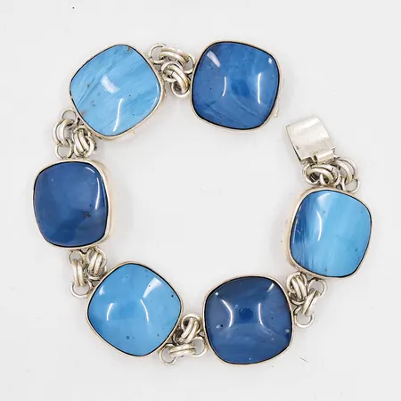 Armband med bergslagsstenar längd 18,5cm bredd 20mm, silver 830/1000 Vikt: 51,8 g