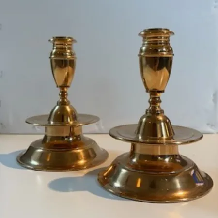 Ett par ljusstakar mässing, FM Mattson Mora, 1900tal, höjd 16cm, Ø12,5cmm