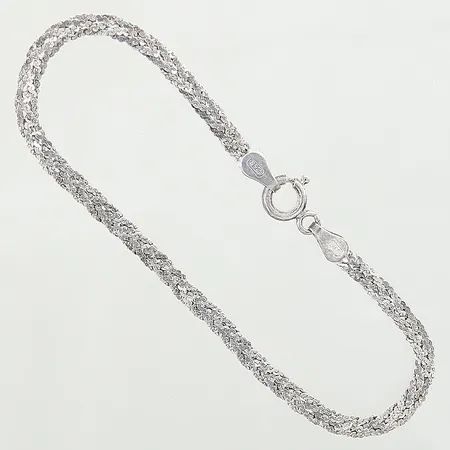 Armband flätad dekor Guldfynd, längd 18cm, bredd 2,8mm, silver 925/1000 Vikt: 3,2 g