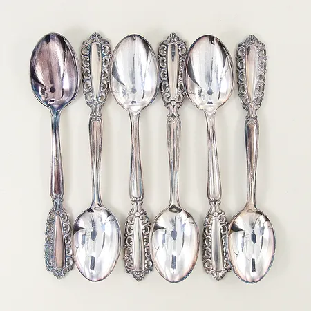 Kaffeskedar modell Carmen GAB sex stycken längd 41,5cm, silver 830/1000 Vikt: 65,8 g