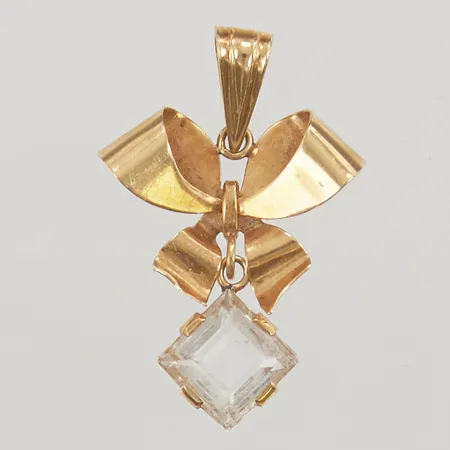 Hänge 31mm skev, vit sten, 18K 2,3g.