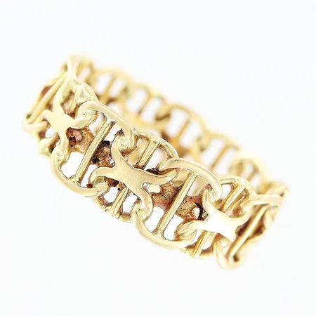 Ring X-länk med stav stl: 17¼, bredd 6,5-7,5mm, 18K Vikt: 3 g