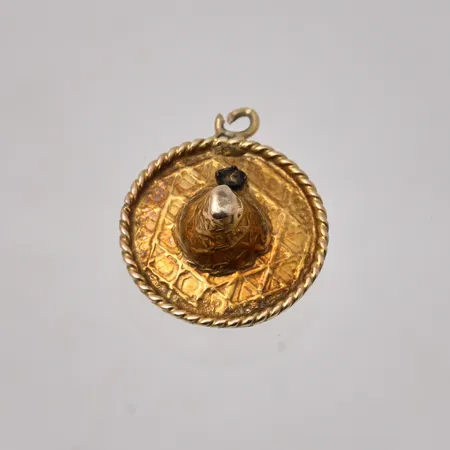Hänge sombrero 14,3x17mm, sten saknas, öppen ögla, 14K 0,81g.