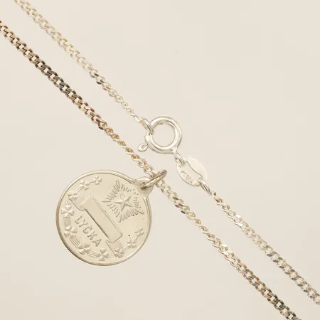 Kedja Pansar med hänge, längd 35,5cm, bredd 1,5mm, silver 925/1000  Vikt: 4,6 g