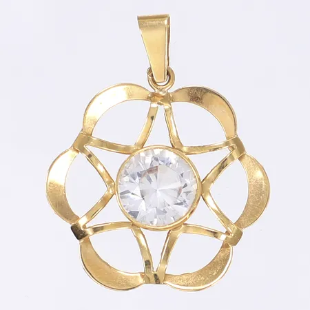Hänge med vit sten Ø28mm 18K Vikt: 2,6 g