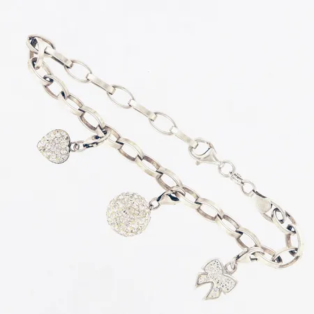 Armband Ankar 19cm, bredd:5mm,3 Hängen med karbinhake 20-23mm, silver 925/1000 Vikt: 12,3 g