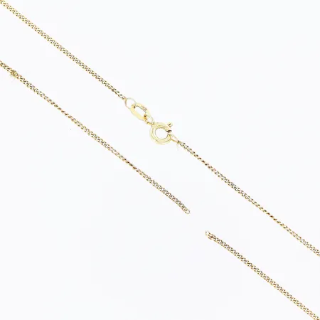 Kedja Pansar längd 42,5cm bredd 1,5mm defekt, intrasslat hår, 9K.  Vikt: 1,8 g