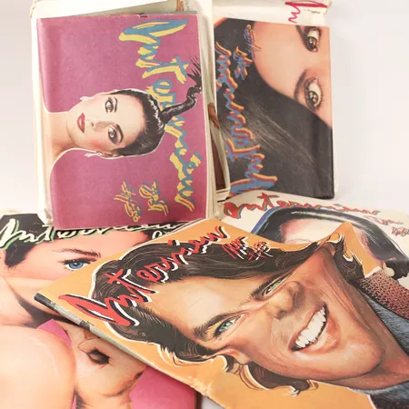 Fem tidningsmagasin Andy Warhols Interview 1980, augusti, september, oktober, november, december, slitage, mindre skador. Skickas med postpaket.