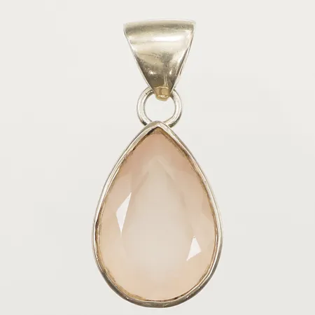 Hänge med rosenkvarts längd 45mm, inklusive ögla, bredd 20mm, 925/1000 silver Vikt: 18 g