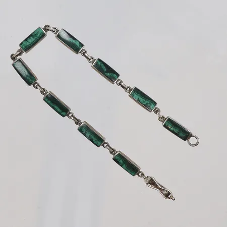 Armband med grön sten 19cm bredd 5mm silver Vikt: 7,4 g
