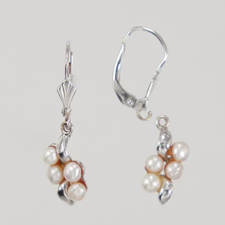 Örhängen med pärlor, 30mm, vitguld, uppklippt ögla, 18K Vikt: 3,1 g