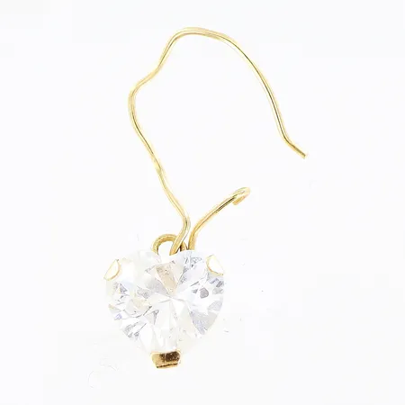 Udda örhänge med kubisk zirkonia ca 20mm, defekt, 18K  Vikt: 0,6 g