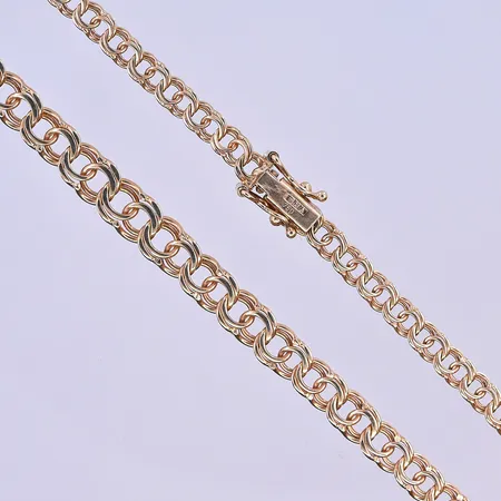 Collier doserad Bismarck Guldfynd längd 45,5 cm, bredd 3-5 mm 18K. Vikt: 12,2 g