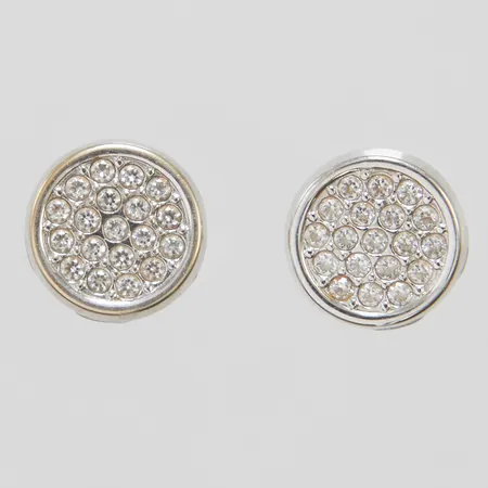 Örhängen med vita stenar Ø7mm, vitguld 18K Vikt: 0,5 g