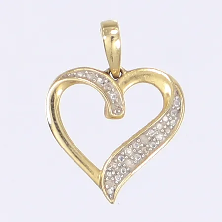 Hänge hjärta med vita stenar längd inkl ögla 18mm bredd 14mm 18K Vikt: 1,3 g
