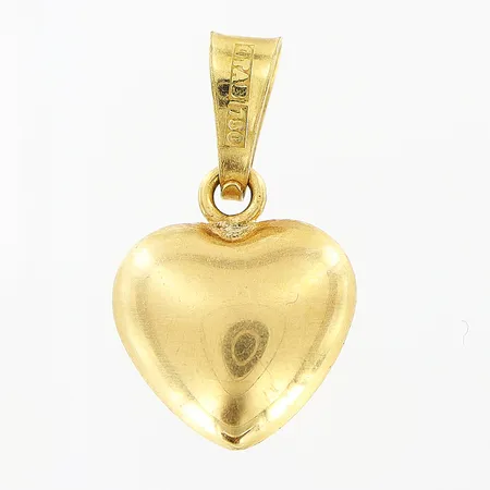 Hänge hjärta längd 17mm bredd 10mm ihålig 18K.  Vikt: 0,9 g