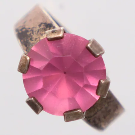 Ring Ø18, rosa sten, justerbar, Hedbergs Guld, år 1975, silver 925/1000 Vikt: 4,5 g