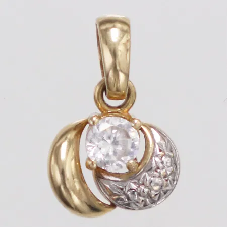 Hänge med vit sten tvåfärgad längd 15mm bredd 10mm 14K Vikt: 1 g