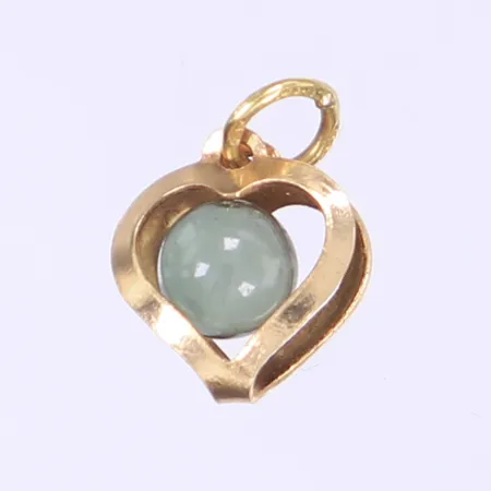 Hänge hjärta med grågrön sten höjd ca 12mm inkl öglan 18K Vikt: 0,6 g